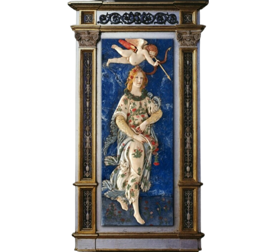 Cuadro en relieve, Flora diosa de la juventud y la floración, alegoría de la Primavera según Sandro Botticelli.
