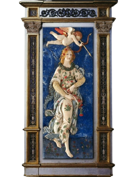 Tableau en relief, Flora déesse de la jeunesse et de la floraison, allégorie du Printemps d'après Sandro Botticelli.