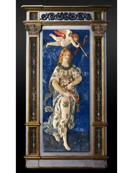 Tableau en relief, Flora déesse de la jeunesse et de la floraison, allégorie du Printemps d'après Sandro Botticelli.
