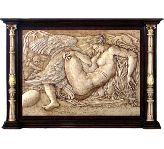 Relief painting Leda and the Swan after a lost painting by Michelangelo.