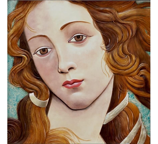 Cuadro en relieve, Retrato de Venus, detalle de...