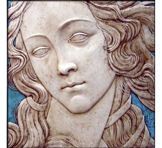 Cuadro en relieve, Retrato de Venus, detalle de El nacimiento de Venus o Nascita di Venere según Sandro Botticelli.