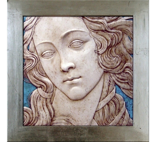 Tableau en relief, Portrait de Vénus, détail de La Naissance de Vénus ou Nascita di Venere d'après Sandro Botticelli.