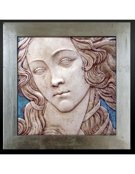 Tableau en relief, Portrait de Vénus, détail de La Naissance de Vénus ou Nascita di Venere d'après Sandro Botticelli.