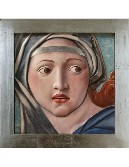 Cuadro en relieve, Retrato de la Sibila de Delfos según Rafael, detalle del techo de la Capilla Sixtina.
