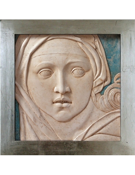 Relief painting, Portrait of the Sibyl of Delphi after Raphael, detail of the ceiling of the Sistine Chapel.