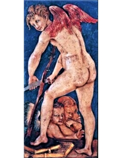 Tableau en relief de Cupidon fabriquant son arc d'après...