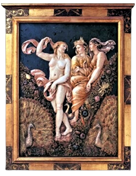 Cuadro en relieve Venus suplicando a Ceres y Juno que se pongan de su parte contra Psique, según Rafael, Villa Farnesina.