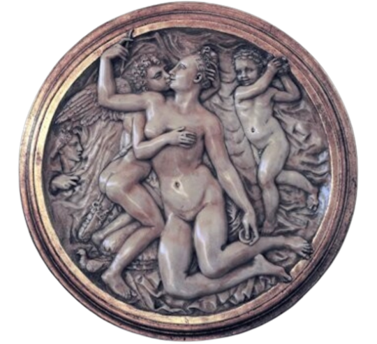 Medallion in relief, Allegory of the Triumph of Venus after the painting by Bronzino.