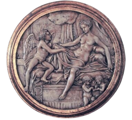 Médaillon en relief Danaé et la pluie d'or d'après Le Corrège, Galerie Borghèse de Rome.
