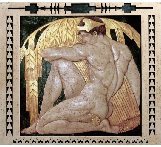 Cuadro en relieve de Mercurio, mensajero de los dioses inspirado en la obra de John de Cesare.