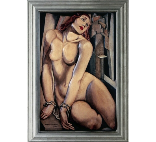 Relief painting "The slave or Andromeda" inspired by the work of Tamara de Lempicka.