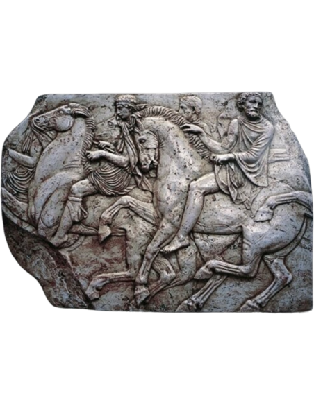 Bas-relief scène de cavaliers pendant la procession des Panathénées, fragment de frise du Parthénon Plaque nord XLVI.