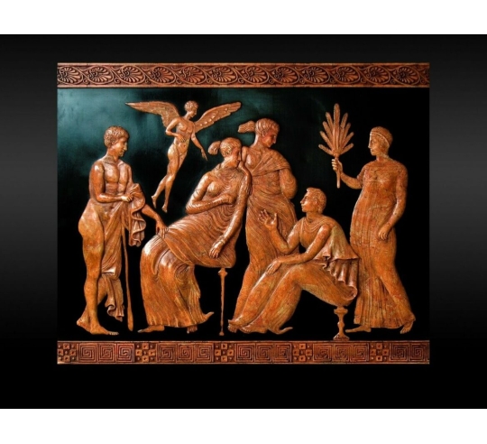 Bas-relief style Grèce antique, Eros accompagné...