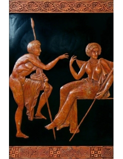 Bas-relief style Grèce antique, jeune guerrier armé d'une...