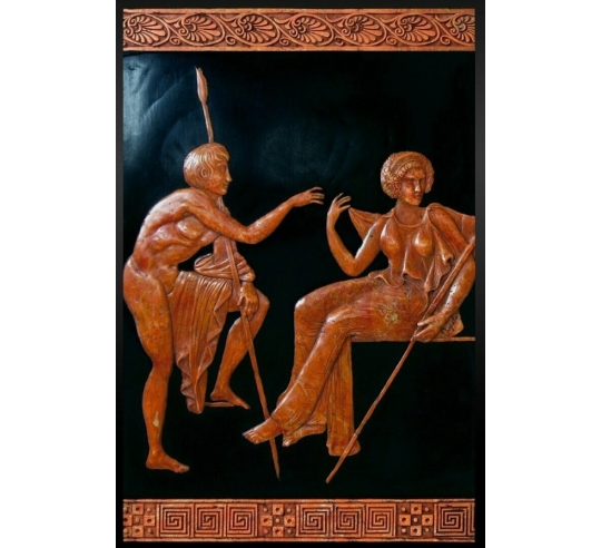 Bas-relief style Grèce antique, jeune guerrier...