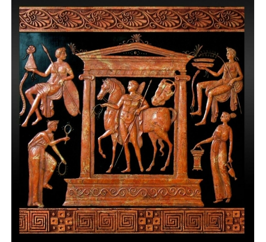 Bas-relief divinités apportant des présents à...