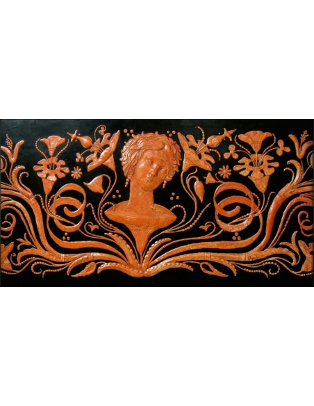 Bajorrelieve de estilo griego antiguo, retrato de Flora, diosa de la primavera.
