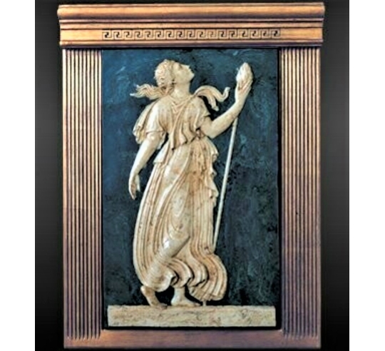 Low relief Maenad holding a  thyrse attribute...