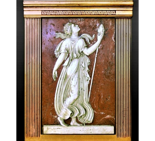 Low relief Maenad holding a Thyrsus, attribute...