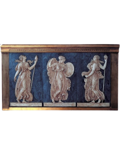 Tríptico en relieve, las tres Ménades, escena de fiesta...