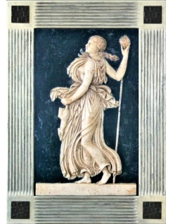 Low relief Maenad holding a Thyrse.