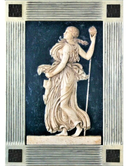 Low relief Maenad holding a Thyrse.
