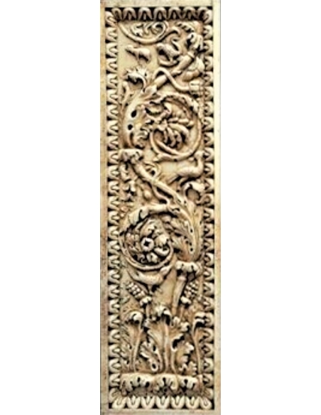 Low relief in Roman style with floral motifs, foliage and animals, after the wall decoration of a rich villa in Pompeii.