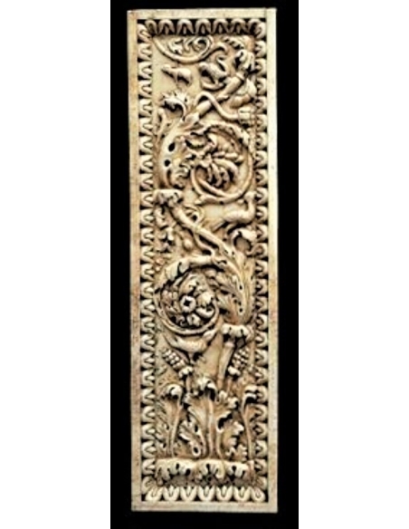 Low relief in Roman style with floral motifs, foliage and animals, after the wall decoration of a rich villa in Pompeii.