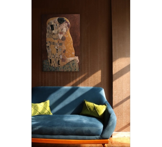 Tableau en relief Le Baiser d'après Gustav Klimt.