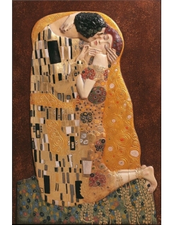 Tableau en relief Le Baiser d'après Gustav Klimt.