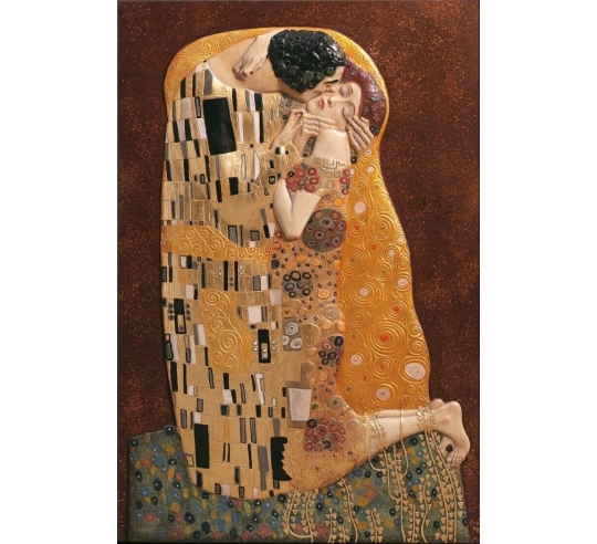 Tableau en relief Le Baiser d'après Gustav Klimt.