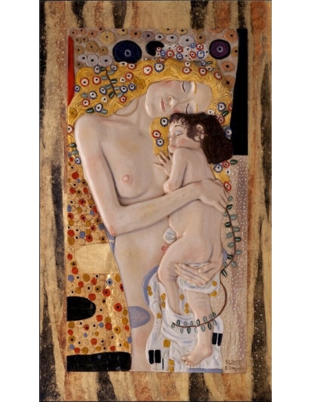 Tableau en relief La Maternité d'après Gustav Klimt.