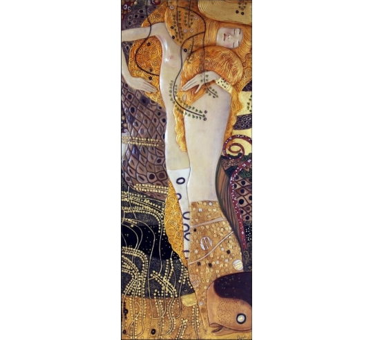 Relief painting Water Snakes I after Gustav Klimt.