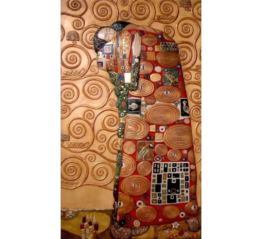 Tableau en relief L'Étreinte d'après Gustav Klimt.