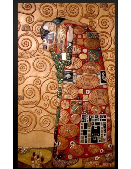 Cuadro en relieve El abrazo según Gustav Klimt.