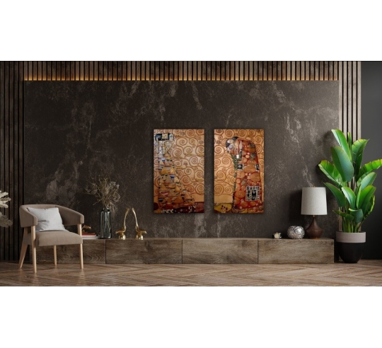 Cuadro en relieve El abrazo según Gustav Klimt.