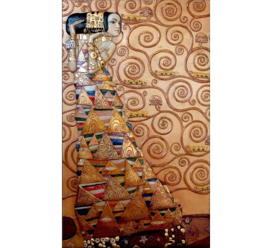 Cuadro en relieve La Espera según Gustav Klimt.