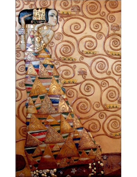 Cuadro en relieve La Espera según Gustav Klimt.