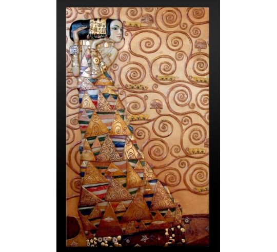 Cuadro en relieve La Espera según Gustav Klimt.