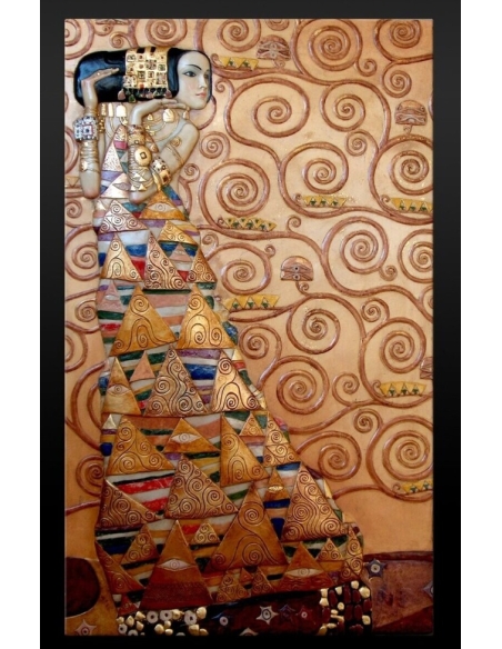 Cuadro en relieve La Espera según Gustav Klimt.