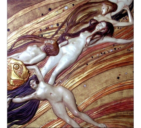 Cuadro en relieve Agua en movimiento, según Gustav Klimt.