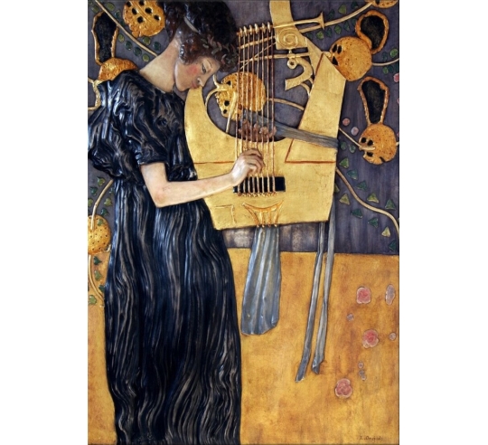 Relief painting The Music after Gustav Klimt.