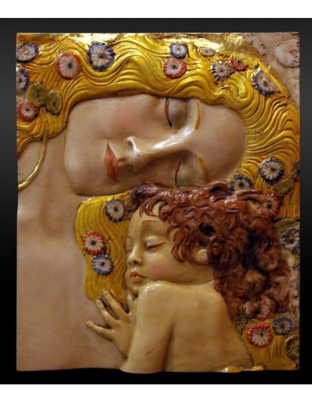 Tableau en relief La Maternité d'après Gustav Klimt.
