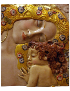 Tableau en relief La Maternité d'après Gustav Klimt.