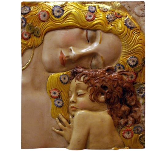 Cuadro en relieve La Maternidad según Gustav Klimt.