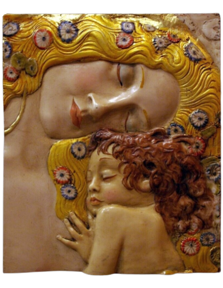 Tableau en relief La Maternité d'après Gustav Klimt.