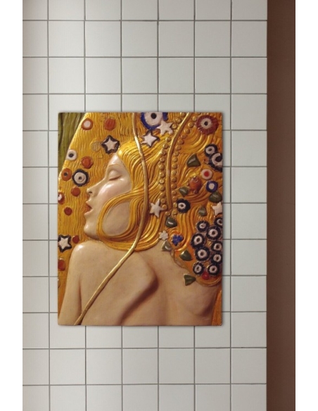 Relief painting Water Snakes II after Gustav Klimt.