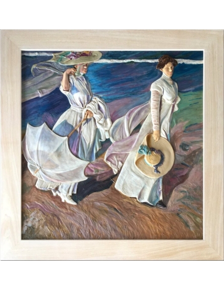 Relief painting Promenade by the Sea after Joaquín Sorolla.