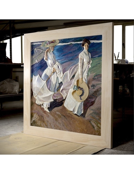 Relief painting Promenade by the Sea after Joaquín Sorolla.